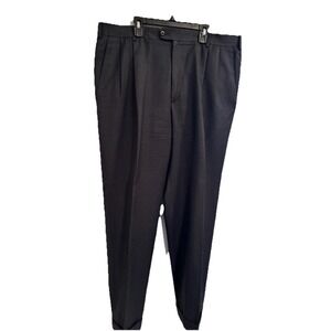 Zanella Men's 36x27 Wool Navy Houndstooth Dress Pants Pleated Cuffed Italy